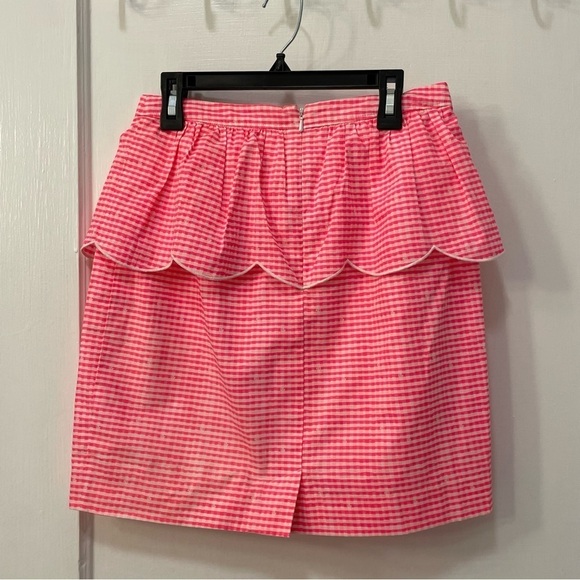 Lilly Pulitzer Thyme Skirt Party Fiesta Pink Peplum Neon Gingham - Picture 2 of 9